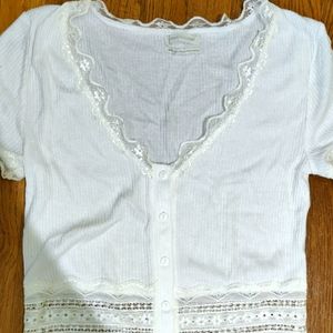 Lace Detail Urban Outfitters Crop Top White